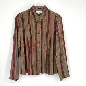 Vtg Coldwater Creek Jacket Womens PL Rainbow Boho Indie Peasant Granola